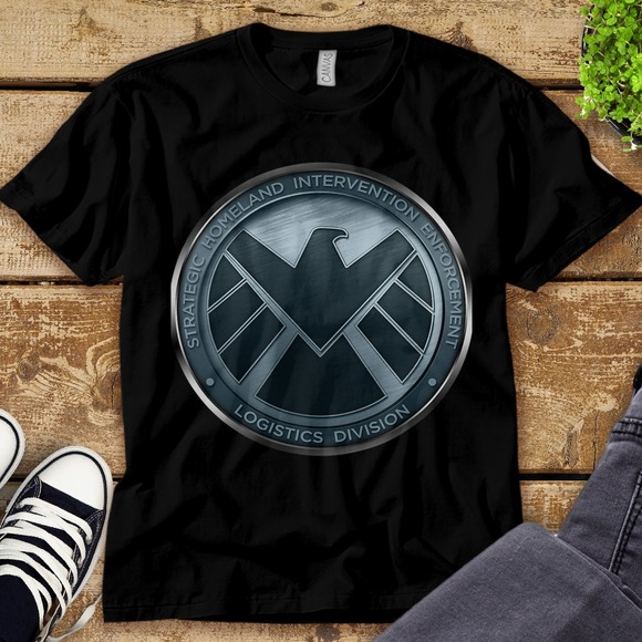 Marvel Agents of Shield Eagle Shimmer Badge T-Shirt Unisex Adult T-shirt - Picture 1 of 2